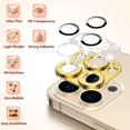thumbnail image 3 of Bling Diamond Camera Lens Protector for iPhone 13 Pro & iPhone 13 Pro Max, Dteck Glitter Metal Lens Protective Cover, Gold, 3 of 5