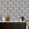 thumbnail image 2 of Peel and Stick Wallpaper 17.7in x 9.8ft Floral Blue Leaves Red Flowers Cream Contact Paper Vinyl Self-Adhesive Removable Wall Paper for Bedroom Nursery Bathroom Renter Friendly, 2 of 8