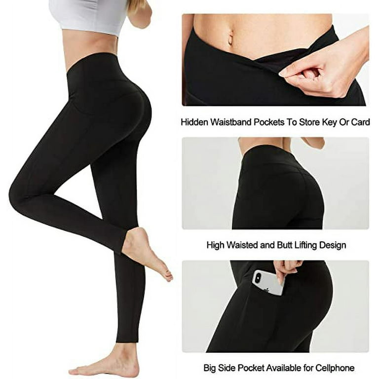 YUSHOW High Waisted Yoga Pants with Pockets Tummy Control Workout