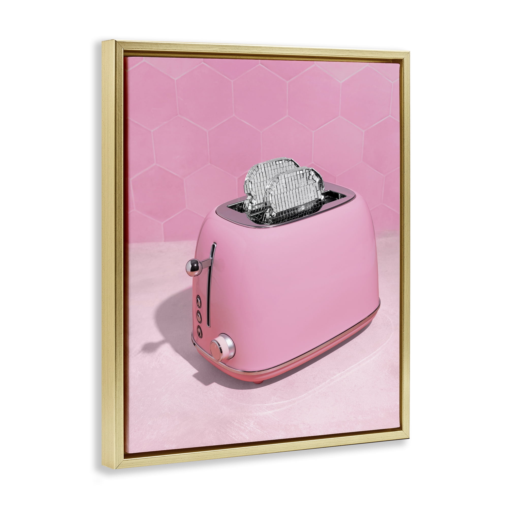 Stupell Industries Disco Toaster over Pink Gold Framed Floater Canvas Wall Art, design by LISH Creative