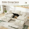thumbnail image 4 of Marrber U-Shaped Modular Sectional Sofa with Pull-Out Chaises Bed and Storage Seat for Living Room, Apartment, Plush Corduroy White, 4 of 9