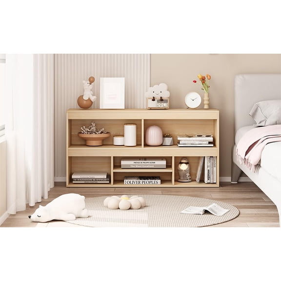 6-Cube Kids Toy Storage Organizer, Wooden Multi-Functional Bookshelf Cabinet