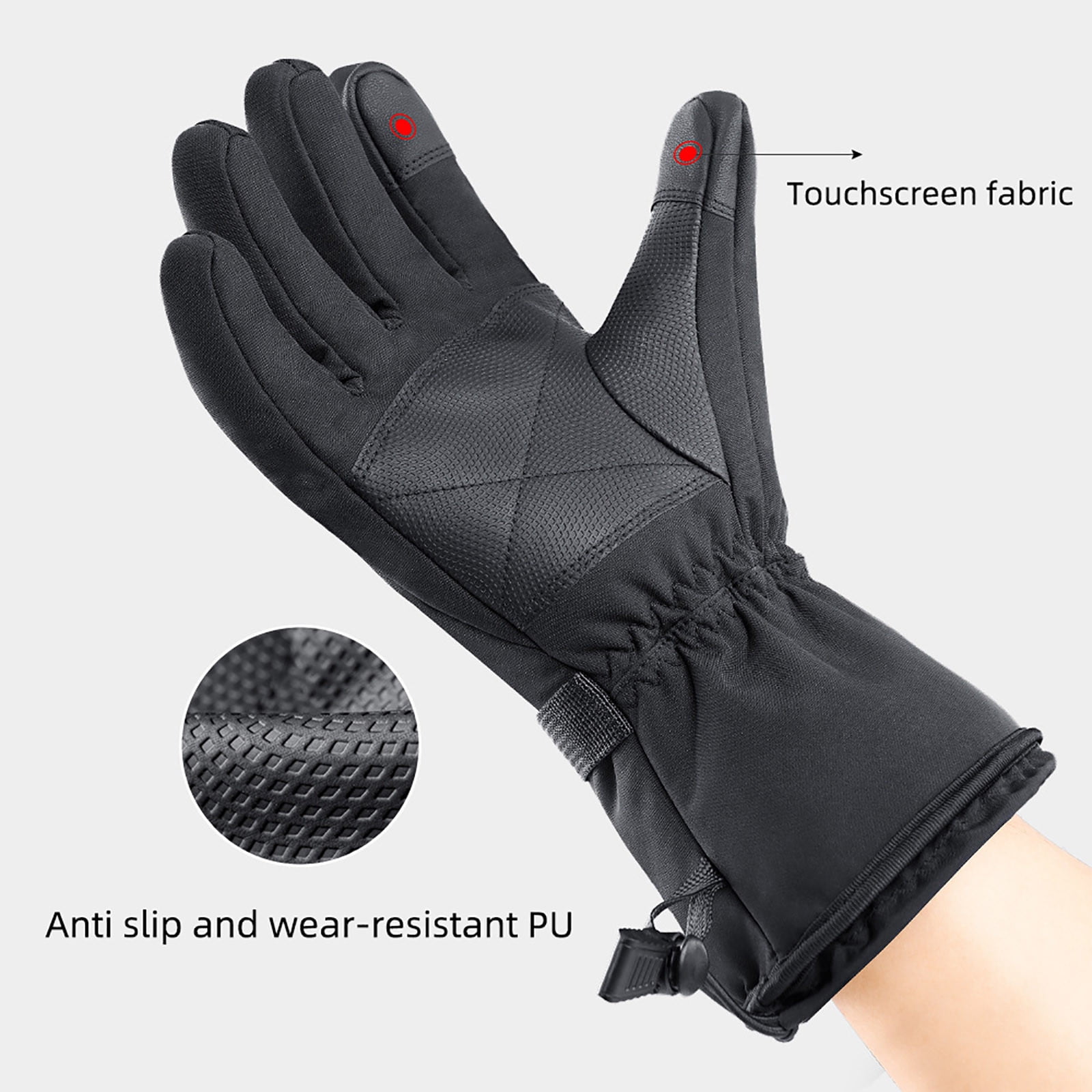 Winter Heated Gloves For Men Women 3.7V Battery Heated Ski Gloves Touchscreen Waterproof Electric Heated Gloves For Winter Work Skiing Fishing Hiking Camping