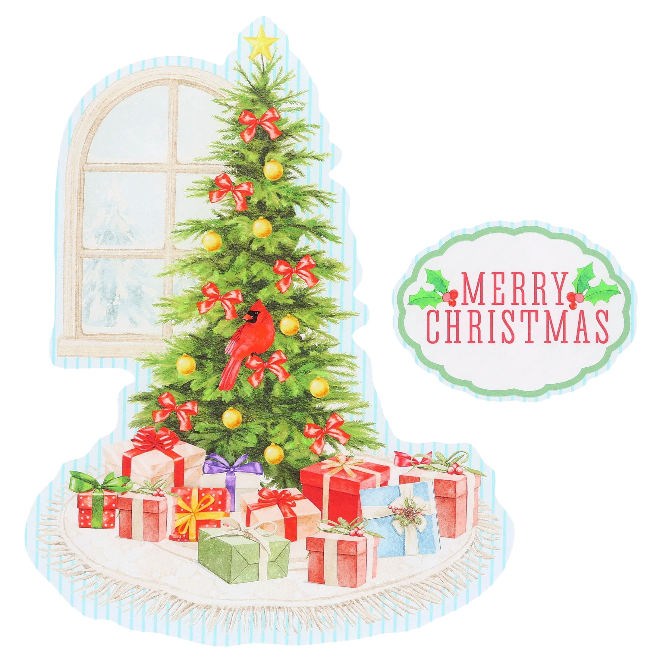 Retro Santa Christmas Window Clings, Multicolor, 10.8" x 16.8", by Holiday Time
