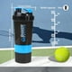 thumbnail image 3 of XTKS Botella Coctelera - Taza Coctelera de Proteínas con Compartimentos de Almacenamiento - Botellas de Batido de Entrenamiento a Prueba de Fugas con Mezclador para una Mezcla Suave - 500ML/16oz (AZUL, 3 of 5
