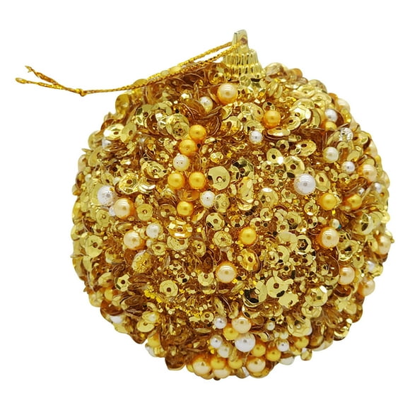 ESULOMP 2.36in Pearl Sequins Glitter Christmas Ball Oranments Pendant, Shatterproof Christmas Tree Bauble Hanging Decoration Plastic Ball for Xmas Holiday Wedding Home Party Ornament Decor