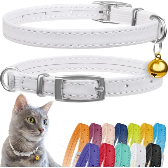 1Pack Leather Cat Collar with Bell - Kitten Collar, Small and Big Cat Strap for Boy Cats, Girl Cats