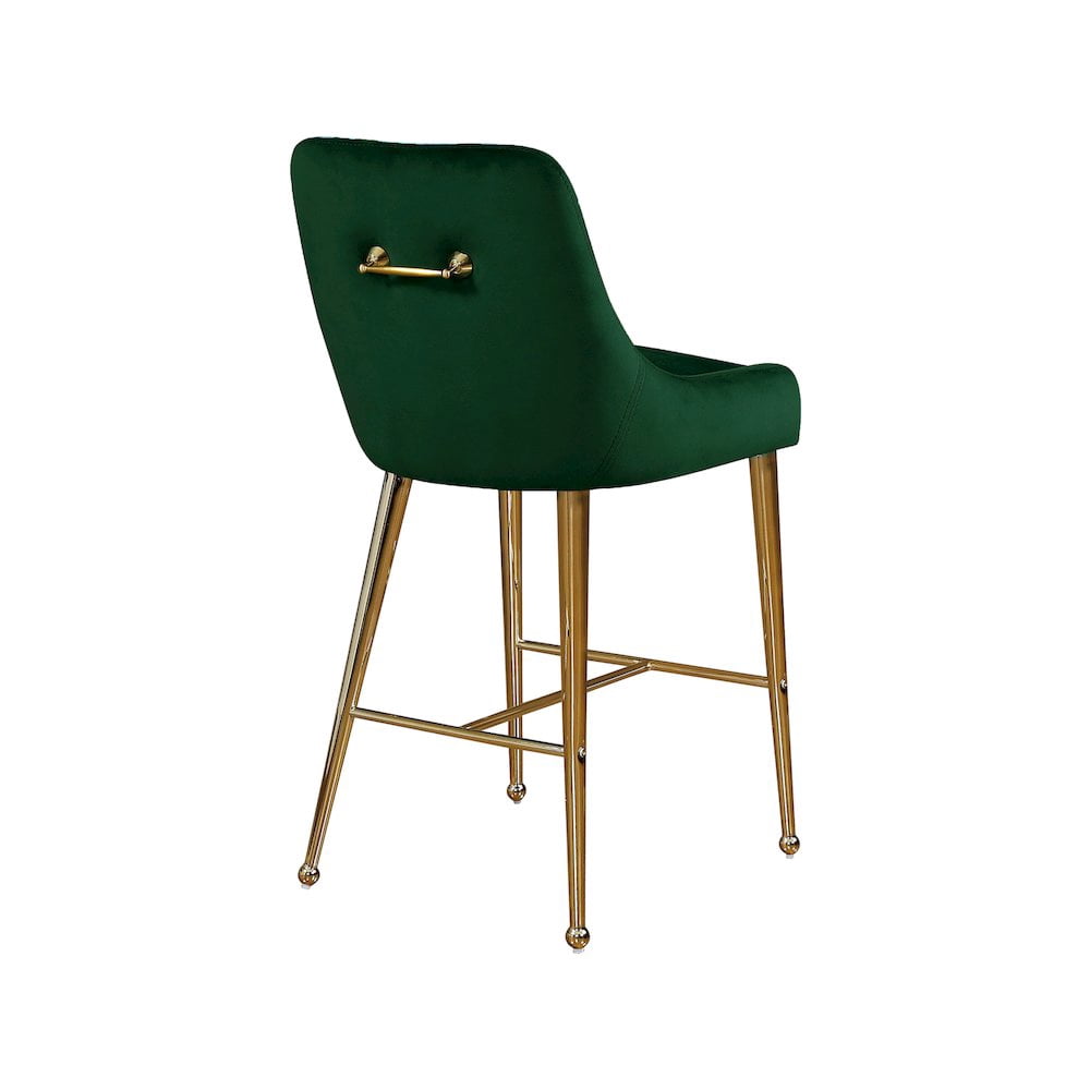 Meridian Furniture Owen 28"H Velvet Bar Stool in Green (Set of 2)
