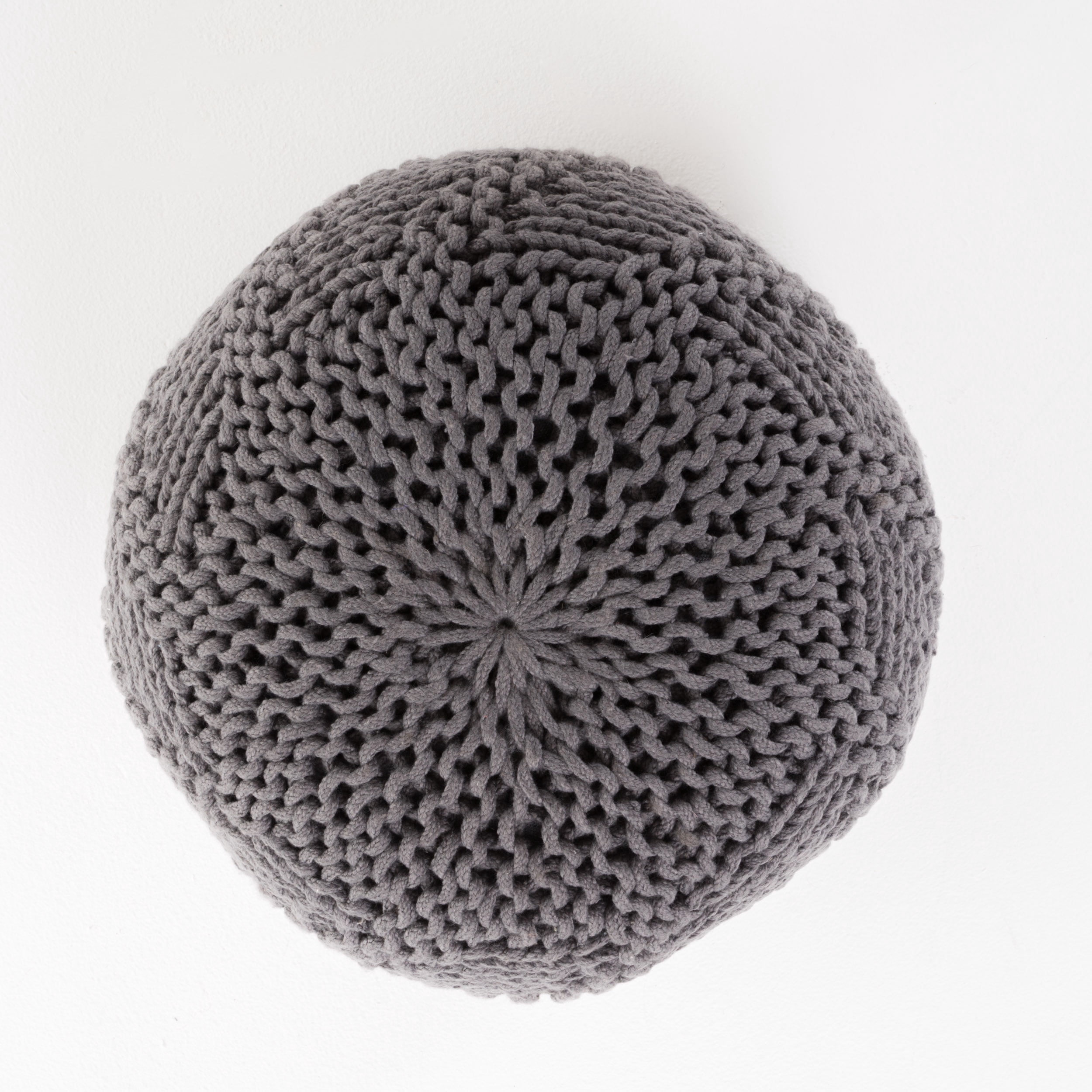 Noble House Indoor/ Outdoor Fabric Weave Pouf,Dark Grey
