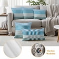 thumbnail image 6 of Colorful Stripe Outdoor Waterproof Pillow Covers, Modern Teal Blue Green Vertical Striped Decorative Square Throw Pillowcase Sofa Cushion Sham for Patio/Couch/Chair, 24"x24" 2 Pack, 6 of 8