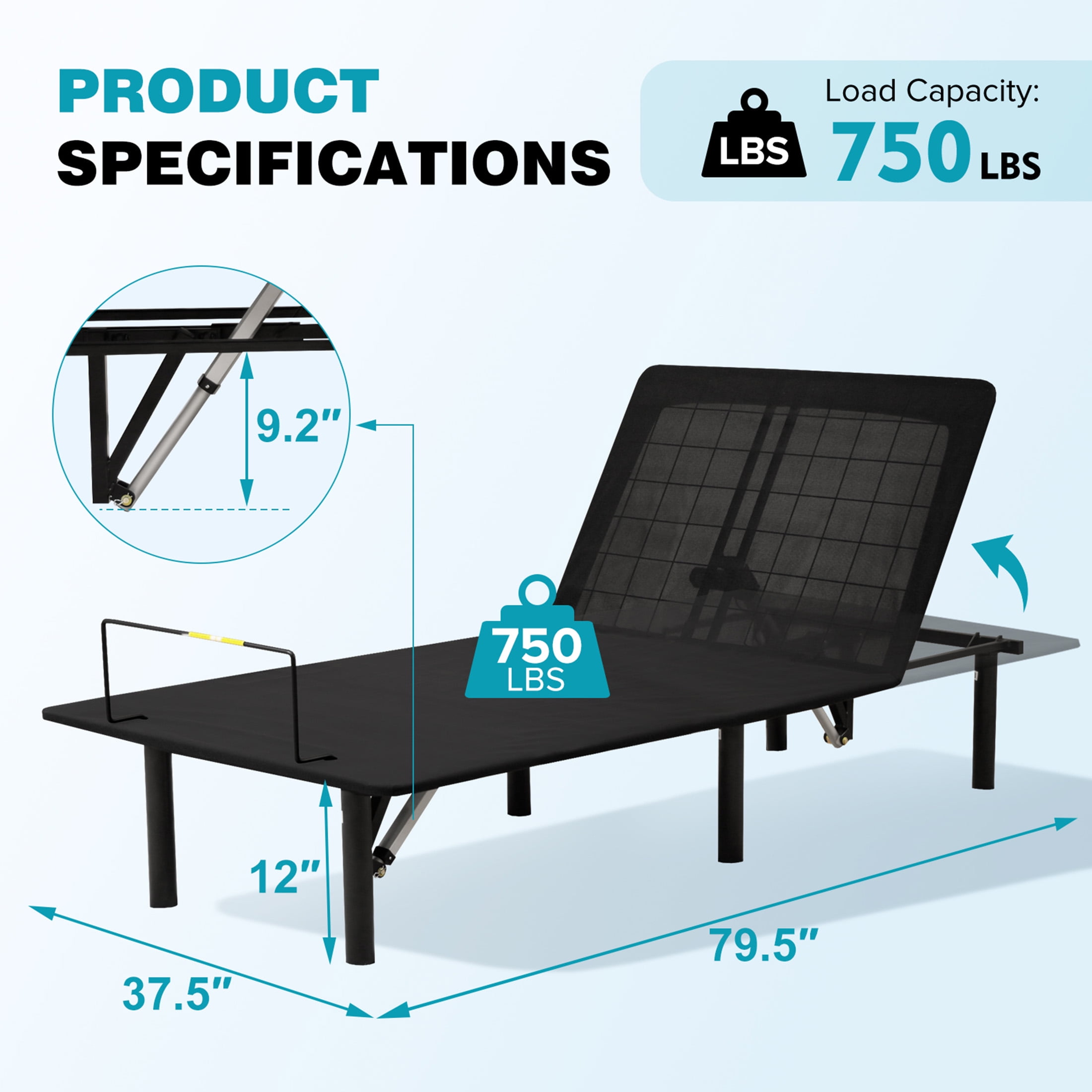 Aukfa Twin XL Adjustable Bed Frame, Electric Bed Base with Head & Foot Incline, Wireless Remote, Quiet Dual OKIN Motor, Black
