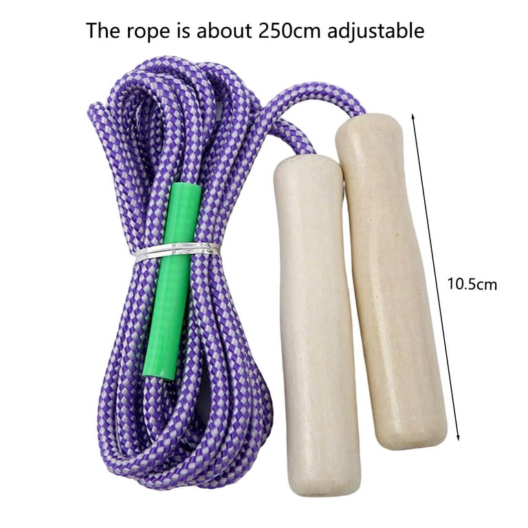 Wood Handle Jumping Rope - Adjustable - Strong Flax Weaving - Long