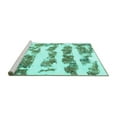 thumbnail image 2 of Ahgly Company Machine Washable Indoor Round Abstract Turquoise Blue Modern Area Rugs, 3' Round, 2 of 4