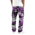 thumbnail image 4 of Resicozy Mens Casual Baggy Camo Cargo Pants Stretch Sweatpants Loose Fit Button Hiking Workout Joggers with Multi Pockets Purple M, 4 of 4