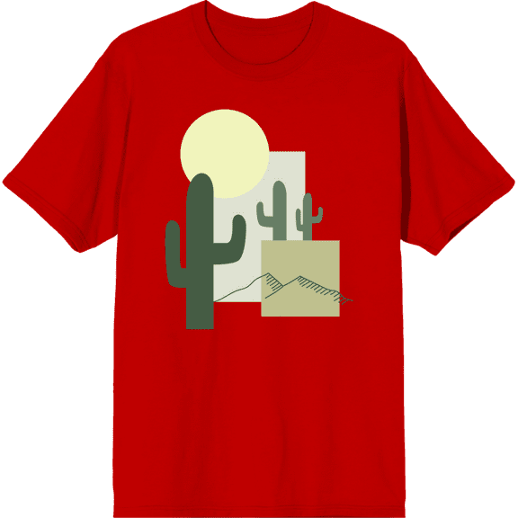 Natural World Cacti & Shapes Red Men's Crew Neck Short Sleeve Tee-XL