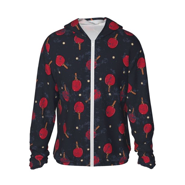 Fotbe Ping Pong Chaqueta con Protección Solar UPF 50+ para Hombre y Mujer, Camisa con Capucha y Bolsillos-Medium