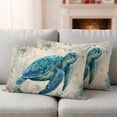 thumbnail image 2 of Teal Sea Turtle Coastal Outdoor Pillow Covers 20x12 Set of 2,Waterproof Patio Throw Pillowcase Protectors,Vintage Summer Beach Nautical Lumbar Decorative Pillow Shams Cushion Covers for Bed Couch, 2 of 8