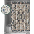thumbnail image 3 of 54x78 Inch Shower Curtain Decorative Boho Orange Blue Bathtub Bath Curtains Fabric Waterproof Bathroom Decor Southwestern Ethnic Mexican Flowers Retro Small Stall Shower Curtain Set with 12 Hooks, 3 of 6