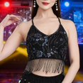 thumbnail image 6 of Belly Dance Crop Top Tassel Sequin Adjustable Polyester Lace Up Party Costume for Women Performers, 6 of 7