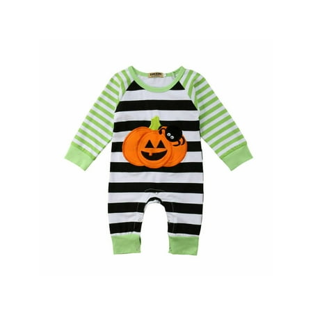 Pumpkin Jumpsuit - Multitrust Newborn Baby Boys Girls Stripe Halloween Pumpkin Romper Jumpsuit