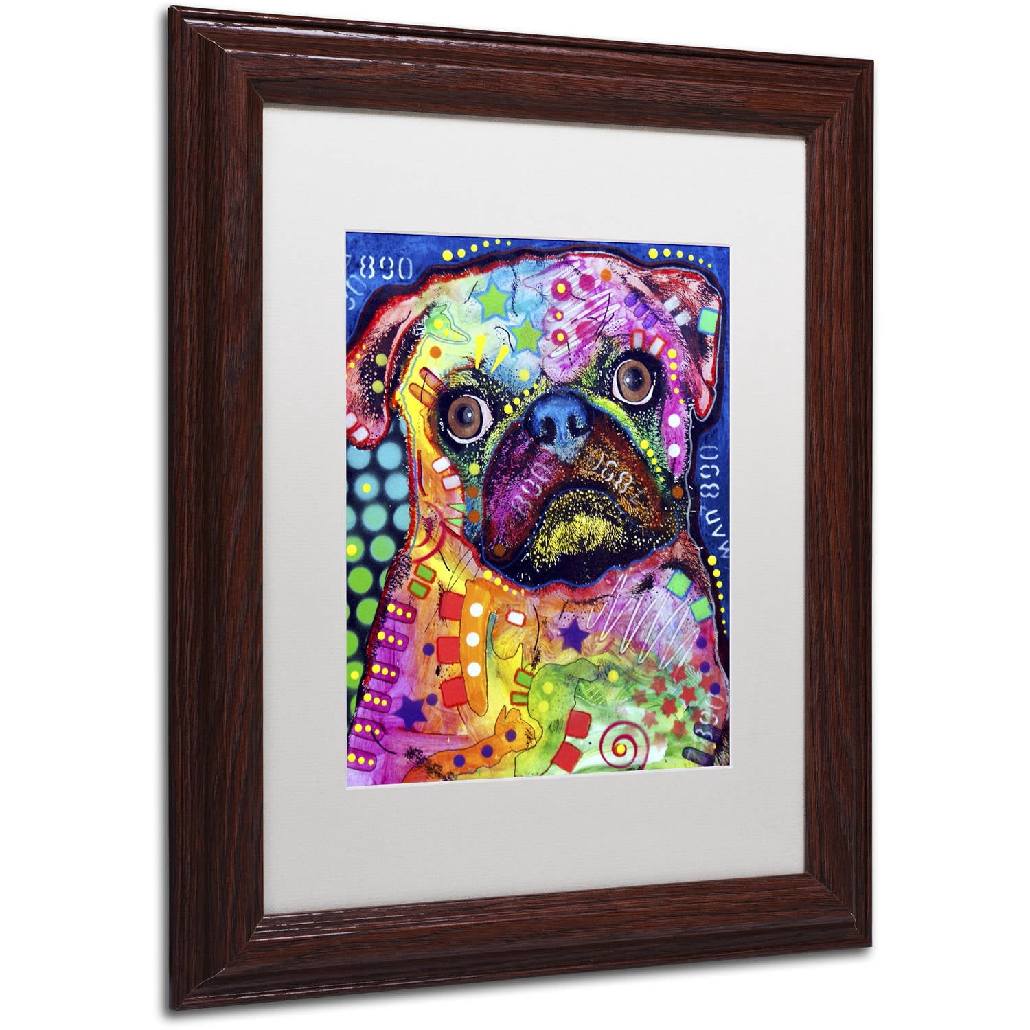 Trademark Fine Art "Pug 92309" Canvas Art by Dean Russo, White Matte, Wood Frame