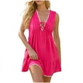 thumbnail image 2 of Wiyuqeen Womens Casual Summer Dresses V Neck Sleeveless Tank Dress Tie Front Pleated Flowy Mini Sundress for Beach Vacation, 2 of 7