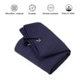 thumbnail image 3 of Toallas de golf Uxcell 20"x16" Tri Fold con patrón de waffle, fibra suave con clip en D color azul marino, 3 of 5
