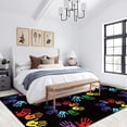 thumbnail image 2 of Colorful Handprints Area Rugs 5x7 Rug Modern Multicolor Print Rugs for Classroom, Rainbow Handprint Non-Slip Washable Indoor Outdoor Carpet, 2 of 6