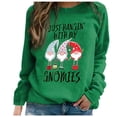 thumbnail image 3 of Kayannuo Clearance Fall Clothes For Women Women's Christmas Print O Neck T-shirt Long Sleeve Casual Blouse Top Green, 3 of 6