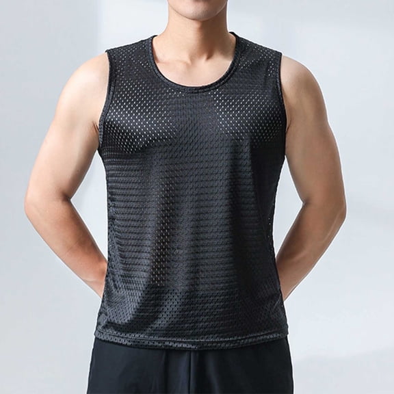 Jyeity Mens Tank Tops Crew Neck Sporty Slim Tank Tops, Gym High Elastic Breathable Tank Top