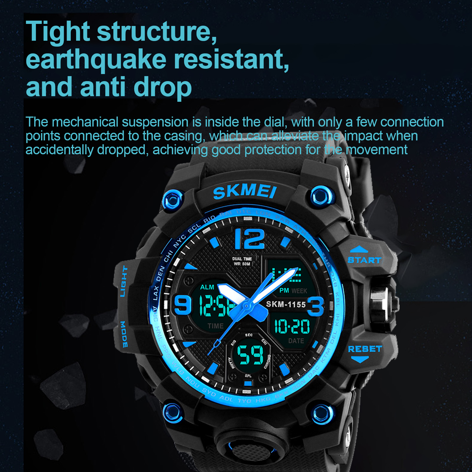 SKMEI Men's Digital Sports Watch Waterproof Blue photo 2
