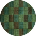 thumbnail image 1 of Ahgly Company Machine Washable Indoor Round Checkered Turquoise Blue Modern Area Rugs, 4' Round, 1 of 4