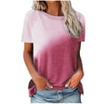 thumbnail image 1 of FAIWAD Tunique à Manches Courtes pour Femmes Col Rond Dégradé Basique T-Shirts Amples Blouse Légère Décontractée, 1 of 6