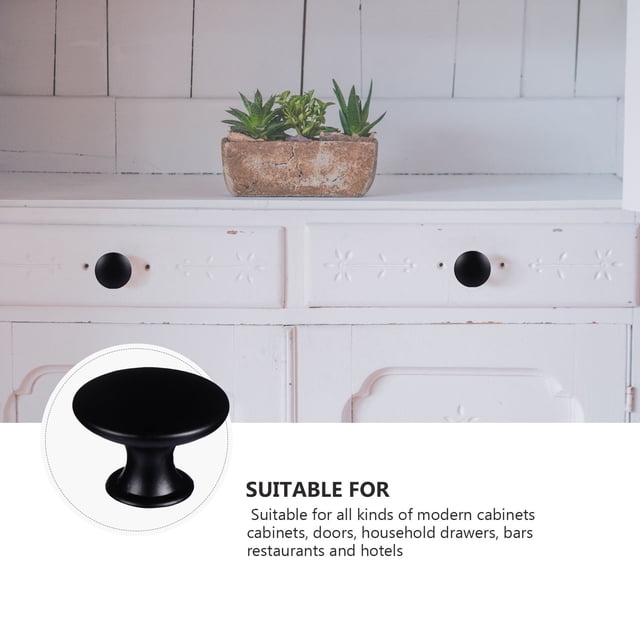BEADCEST 12Pcs Durable Iron Drawer Pull Knobs Black Round Style for Home Decoration