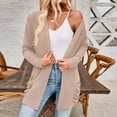 thumbnail image 4 of Aueoeo Women's Lightweight Open Front Cardigan,Womens Cardigan Women's Casual Winter Striped Contrasting Pockets Cardigan Long Sleeved Top Jacket Plus Size Cardigan On Clearance, 4 of 6