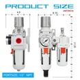 thumbnail image 3 of NANPU 1/2" NPT Auto-Drain Air Filter Regulator Lubricator Combo (FRL) Water/Oil Trap Separator - Gauge(0-150 psi), 5 Micron Brass Element, Poly Bowl, Metal Bracket, 3 of 8