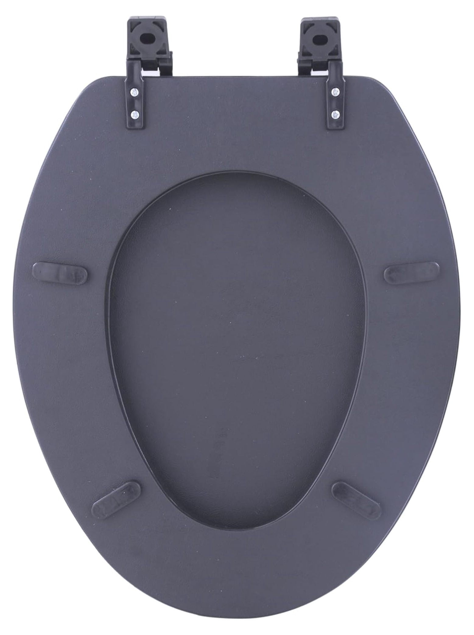 Adjustable Hinges Soft Elongated Toilet Seat, Vinyl Toilet Seats with Non Slip Grip Tight Bumpers, Oval Shape Heavy Duty Plastic Bathroom Toilet Seat Close Lid Set, Black