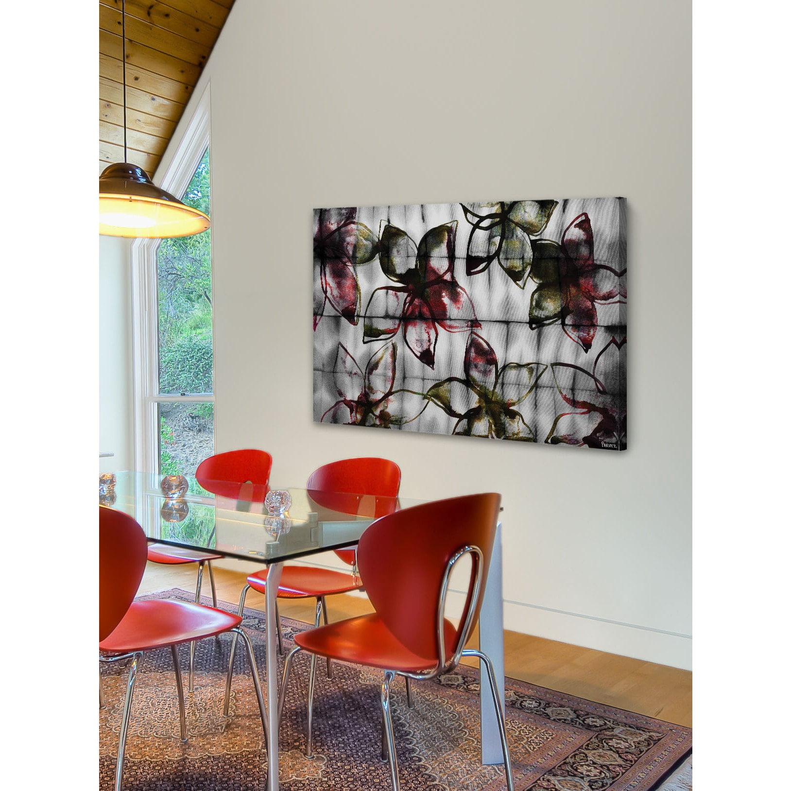 Parvez Michel Inc Parvez Taj - Floral Outlines Painting Print on Canvas - Multi-color