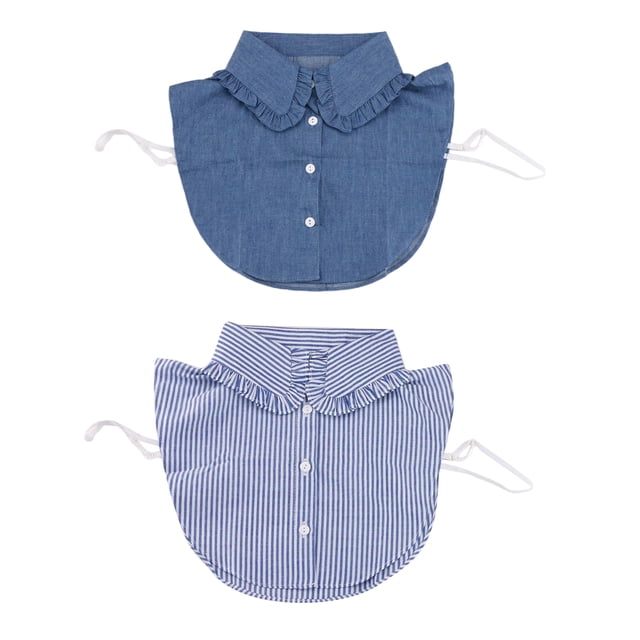 2 Piezas Moda Colr Mujer Peter Pan Sopa Desmontable Media Camisa Blusa Falso Cuello Falso Color Colres Macarena Collar falso de algodón para mujer
