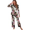 thumbnail image 4 of Pyjama à Manches Longues pour Femmes, Col Rond Doux, Fp-big Leaf Pink, 4 of 5