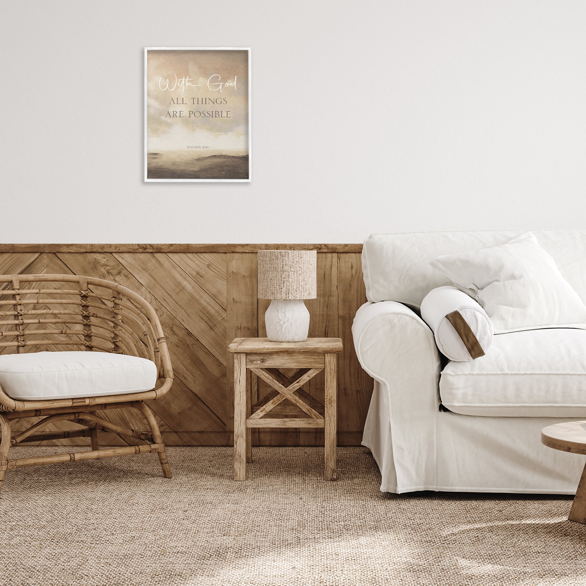 Stupell Industries With God Matthew Proverb White Framed Giclee Art, design by John Spaeth