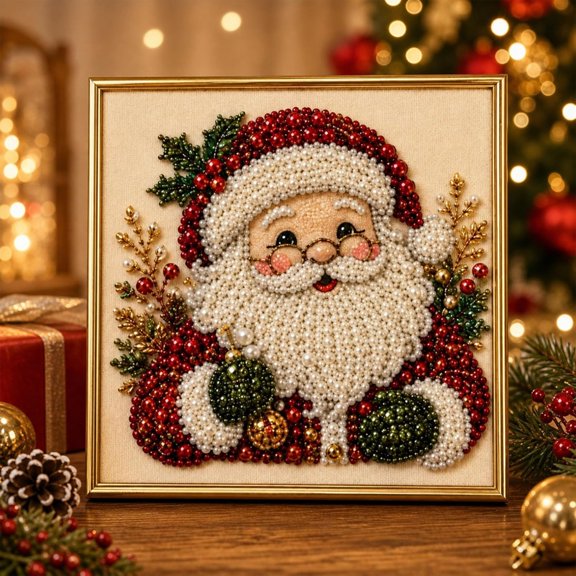 Pearl Diamond Art Kits for Adults, 5D Pearl Diamond Art Kits for Adults, Christmas Pearl Art DIY Kits, Gemstone Diamond Dots Beads Painting Home Decor Gift