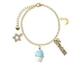 thumbnail image 2 of Delight Jewelry Resin White Cupcake with Blue Frosting Goldtone Dream Big Charm Bracelet, 7.5+2" Extender, 2 of 4