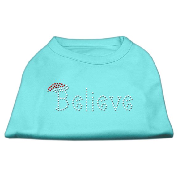Christmas Pet Dog Cat Shirt Rhinestone, "Believe"