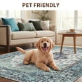 thumbnail image 5 of KoshiMe Washable Area Rug 8'x10', Non-Slip Soft Vintage Distress Floral Rugs for Living Room, Stain Resistant Low Pile Medallion Carpet for Dining Room Office, Navy Blue White Teal Colorful, 5 of 11
