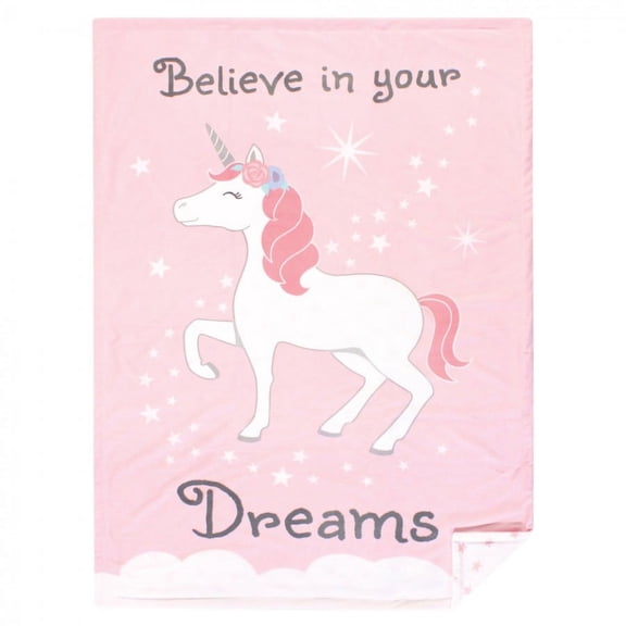 Hudson Baby Infant Girl Plush Mink Blanket, Unicorn Dreams, One Size