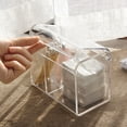 thumbnail image 3 of Caja de almacenamiento de plástico transparente a prueba de polvo con tapa, creativa, dividida, con 3 compartimentos, organizador para hisopos, discos de algodón y cosméticos., 3 of 7