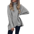 thumbnail image 1 of Women Knitted High Neck Casual Sweater Blouse S-3xlS, 1 of 3