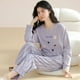 thumbnail image 1 of Pijamas de otoño e invierno para mujer, de algodón, de manga larga, con bonitos dibujos animados, para el hogar, se pueden usar al aire libre, traje de dos piezas, 1 of 5