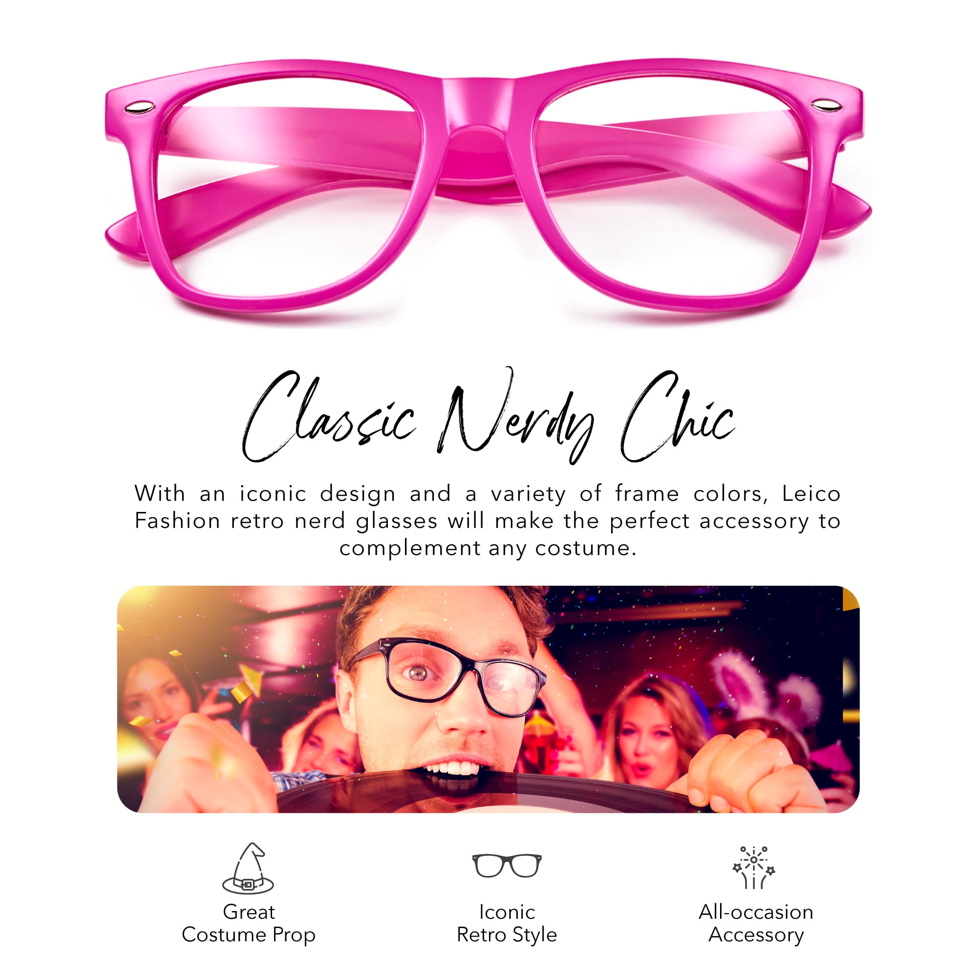 Clear Lens Non-Prescription Retro Nerd Glasses for Men Women